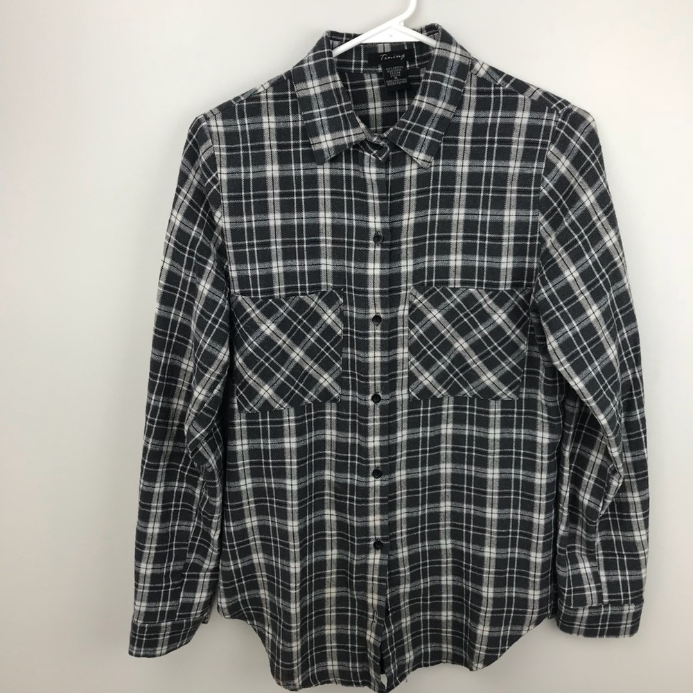 Timing Gray Button Up Flannel